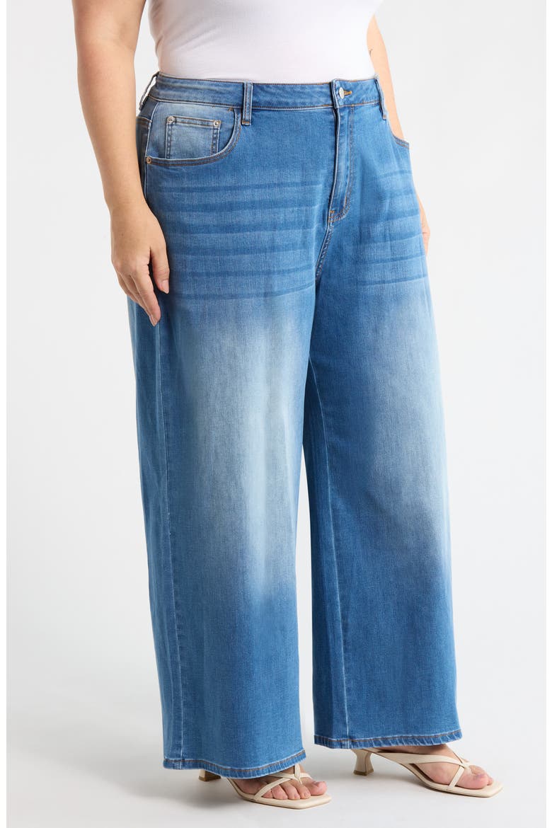 Jeanie High Waist Ankle Wide Leg Jeans, Alternate, color, DENIM-BLUE