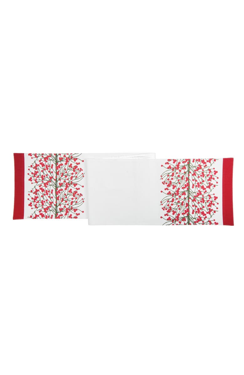 C&F Home Red Berries Table Runner Christmas Table Runner 13" x 72", Main, color, White