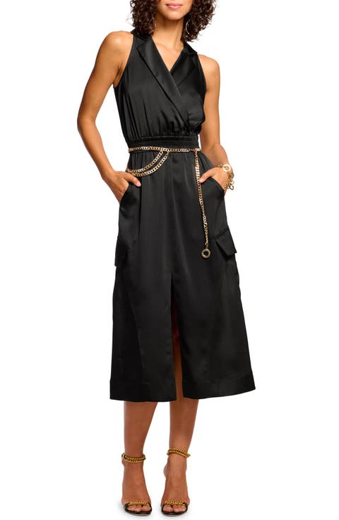 Nikia Matte Satin Midi Dress