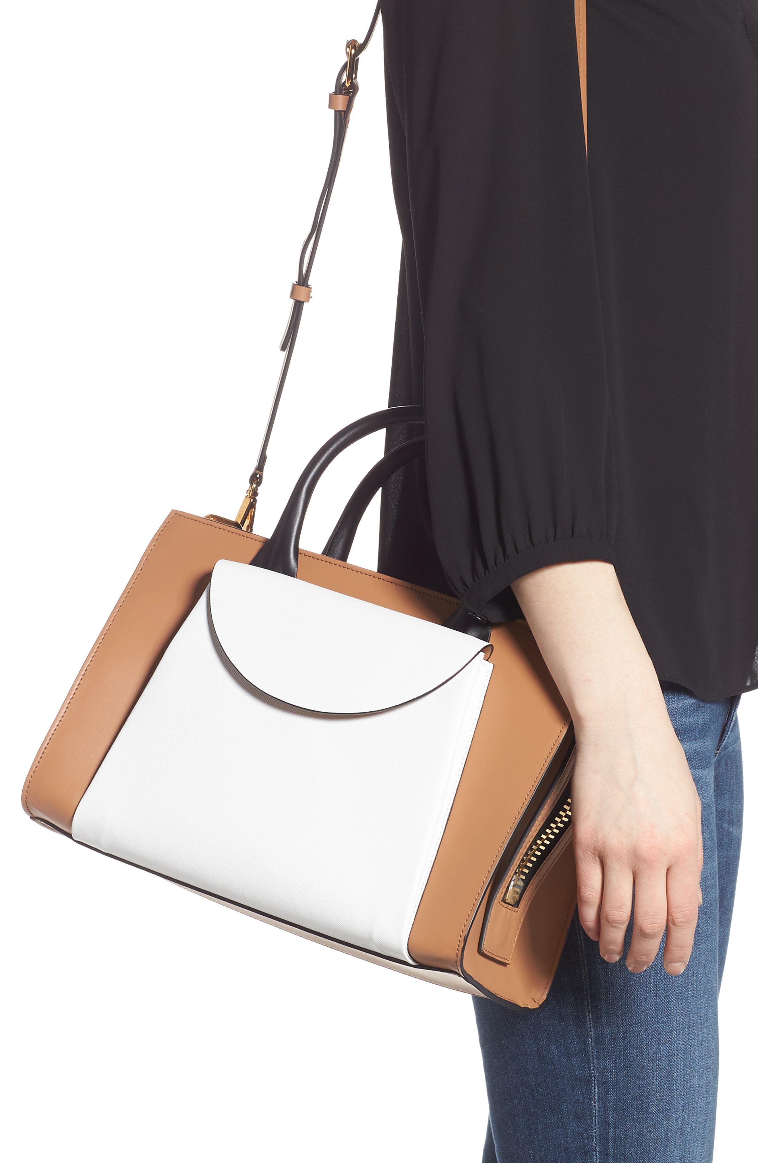 Marni Medium Law Colorblock Top Handle Satchel, Alternate, color, 