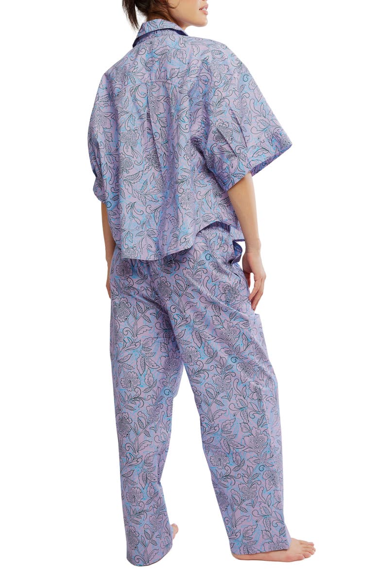 Free People Sleeper Check Pajamas, Alternate, color, Lavender Combo