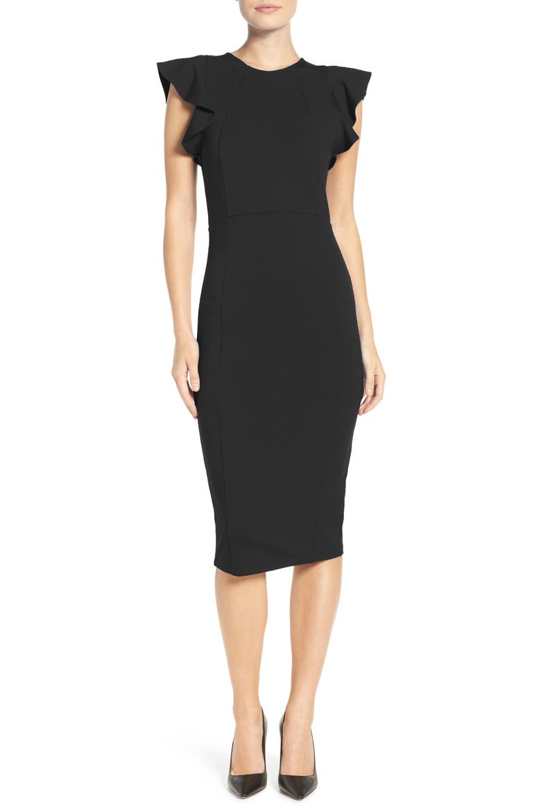 Capriana Ruffle Sheath Dress (Nordstrom Exclusive), Main, color, BLACK