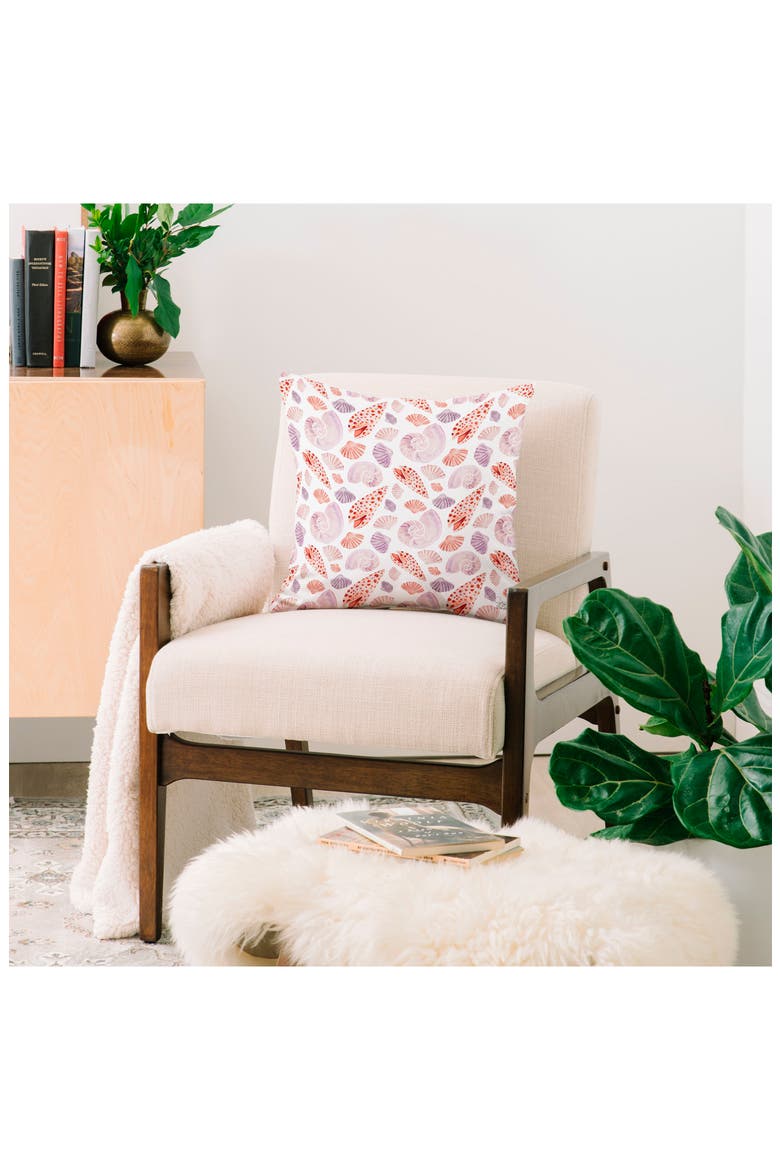 Seashell Square Throw Pillow, Alternate, color, ORANGE