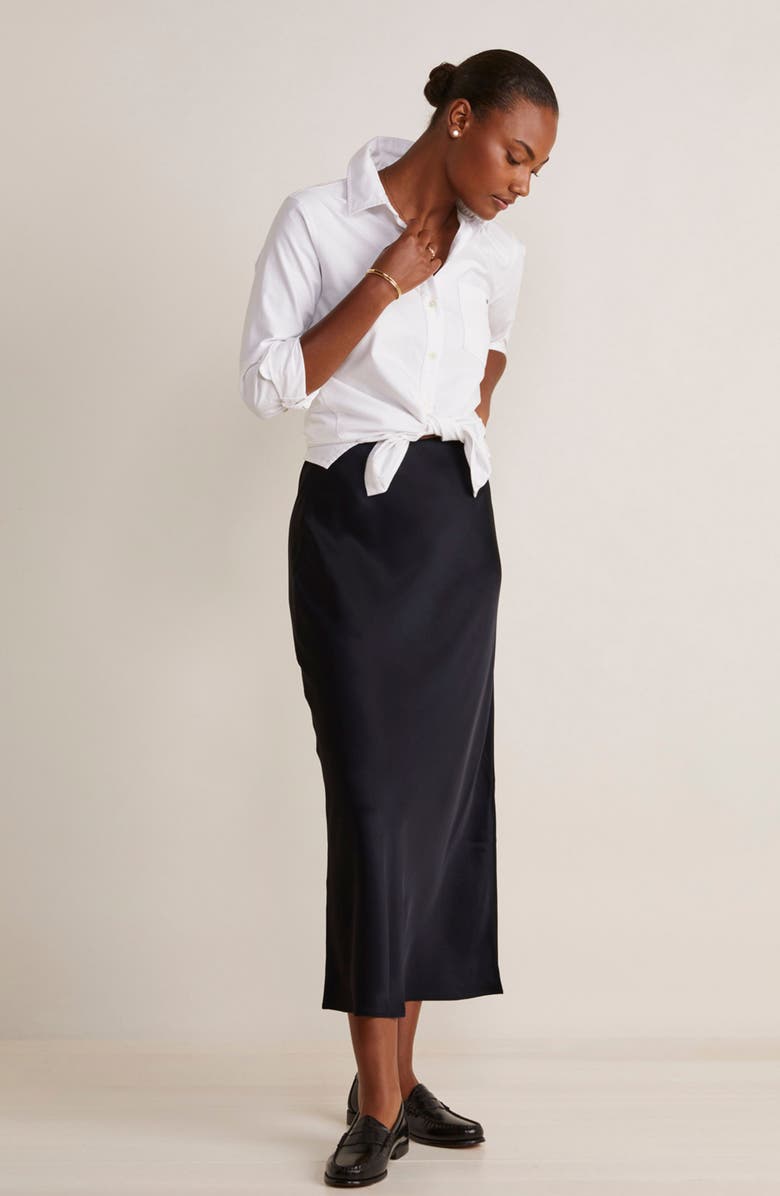 vineyard vines Satin Midi Slip Skirt, Alternate, color, Jet Black