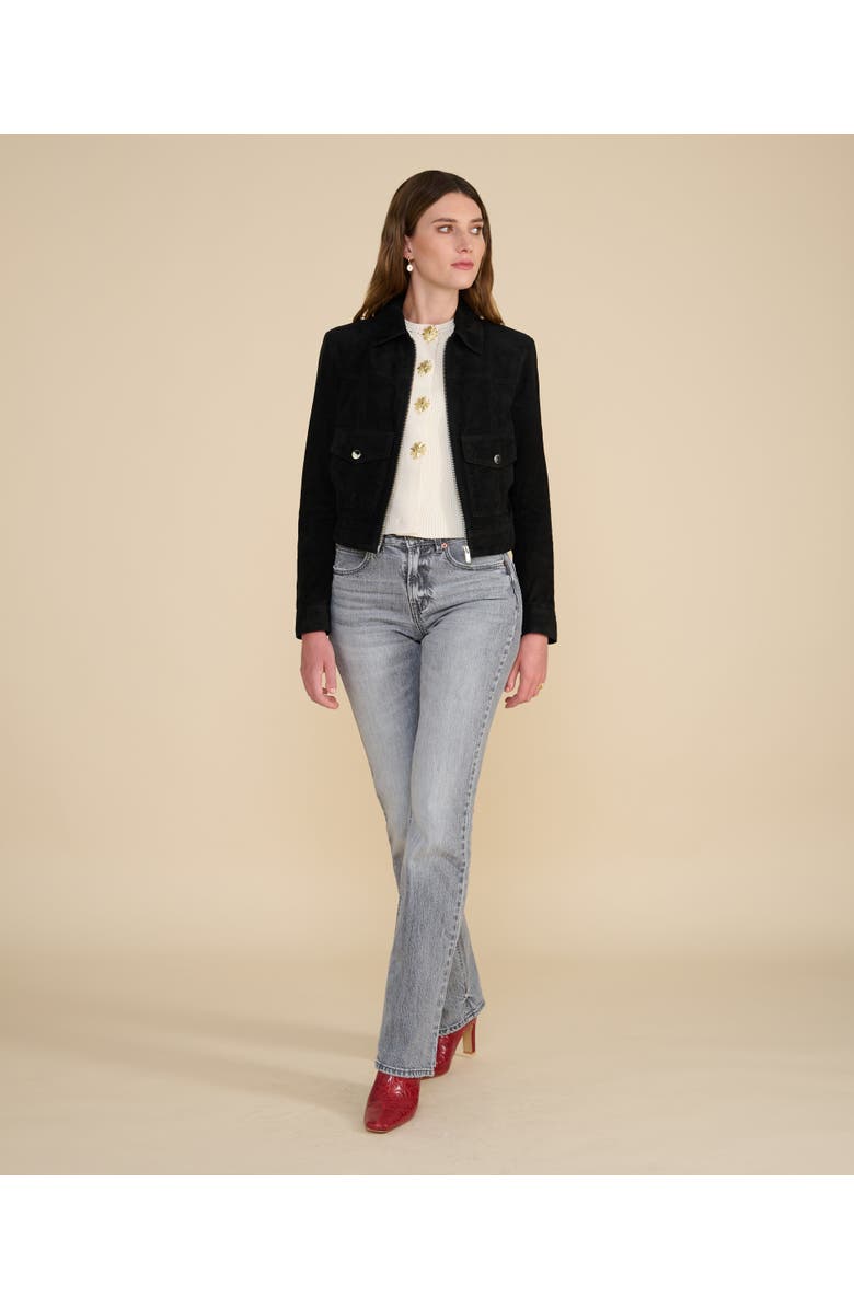 Furniq UK Isabella Suede Jacket, Alternate, color, Black