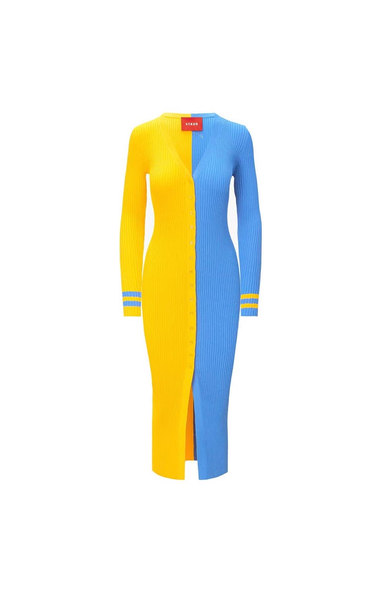 STAUD Women's STAUD Gold/Powder Blue Los Angeles Chargers Shoko Knit Button-Up Sweater Dress, Alternate, color, Gold