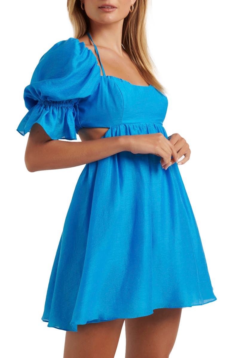 Ever New Cutout Puff Sleeve Babydoll Dress, Alternate, color, 