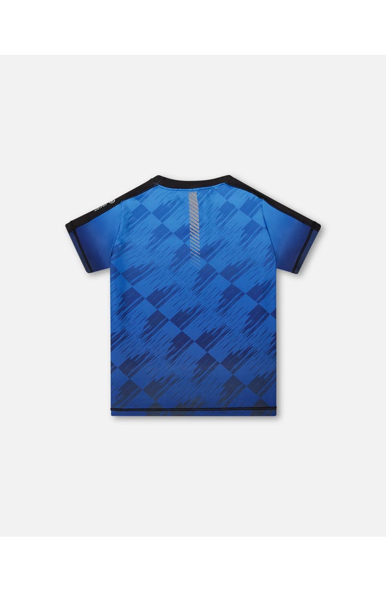 Deux par Deux Little Boy's Printed Athletic Top Blue And Black, Alternate, color, Blue And Black