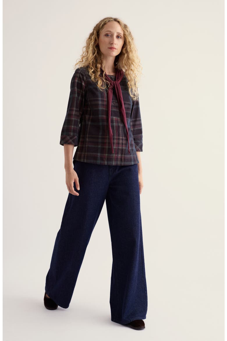 Tithonia Plaid Organic Cotton Top, Alternate, color, HONESTY DARK HELLEBORE