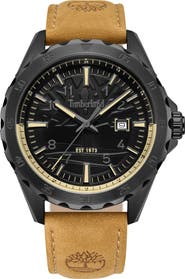 Timberland Day Pond Leather Strap Watch, 45mm