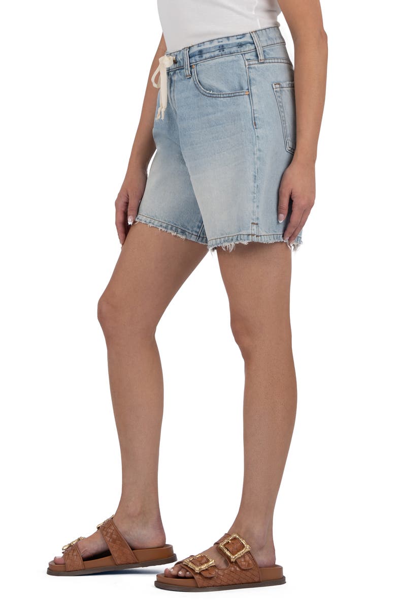 KUT from the Kloth Holly Drawstring Waist Mid Thigh Denim Shorts, Alternate, color, Simply W/Lt Bas