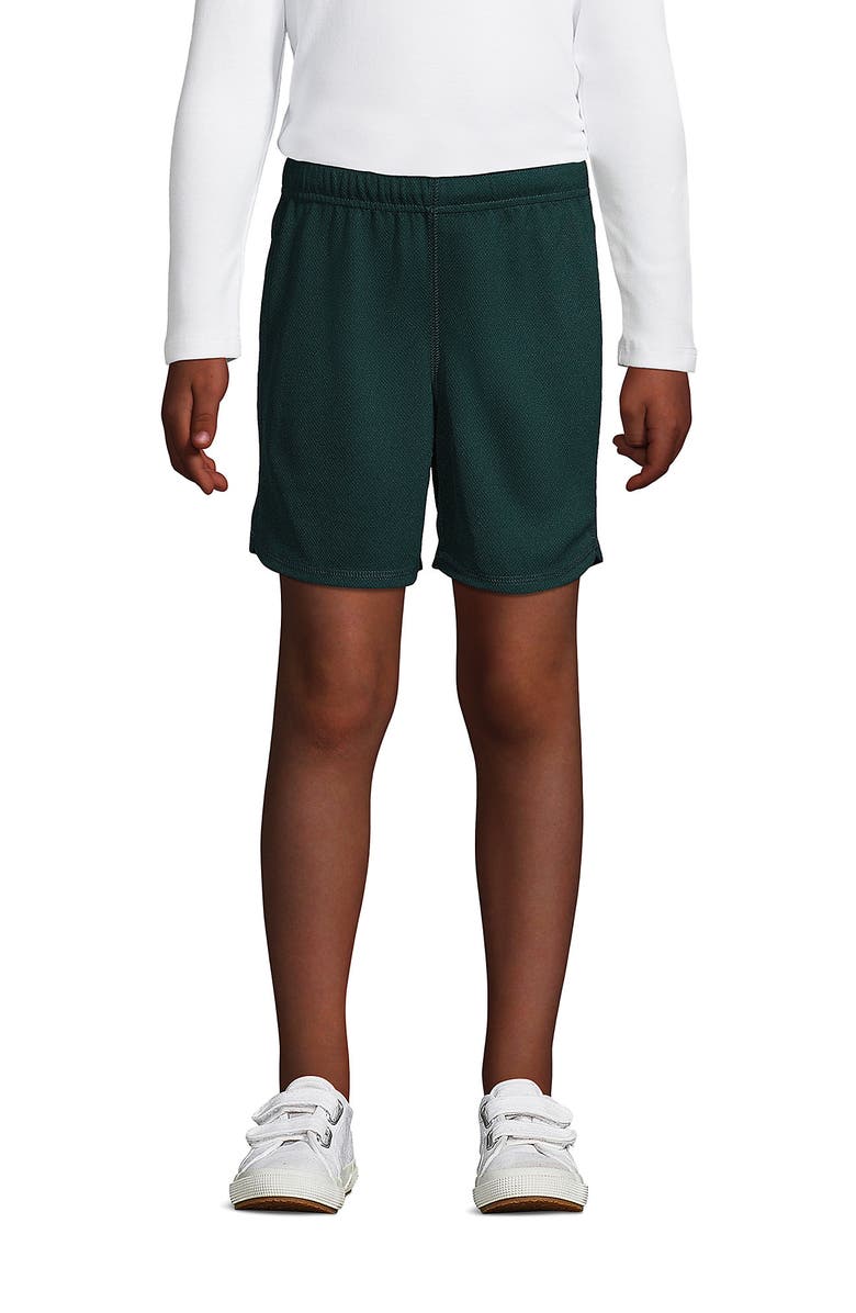 Lands' End School Uniform Girls Mesh Gym Shorts, Main, color, Evergreen