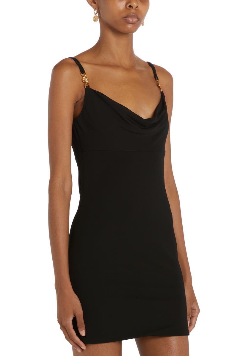 Versace Drape Neck Minidress, Alternate, color, 