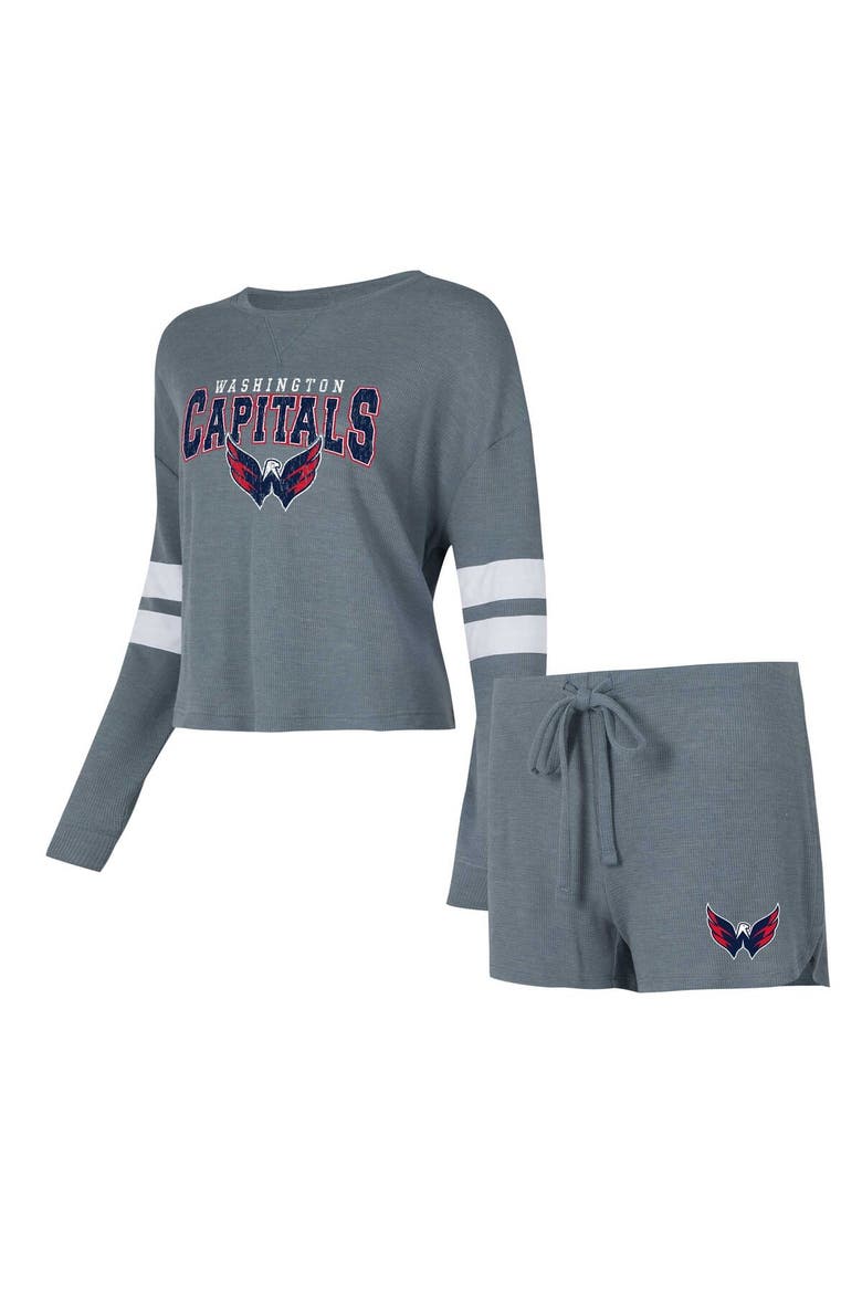Women's Concepts Sport Gray Washington Capitals Meadow Long Sleeve T-Shirt & Shorts Sleep Set, Main, color, Gray