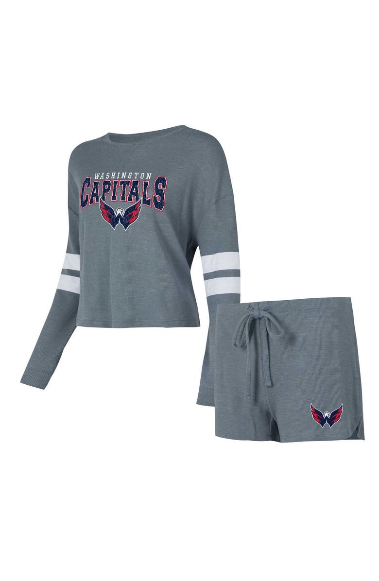CONCEPTS SPORT Women's Concepts Sport Gray Washington Capitals Meadow Long Sleeve T-Shirt & Shorts Sleep Set, Main, color, Gray