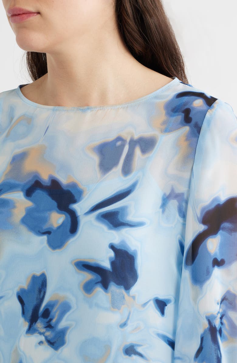 Anne Klein Pleated Tiered Cuff Top, Alternate, color, Lake Shore