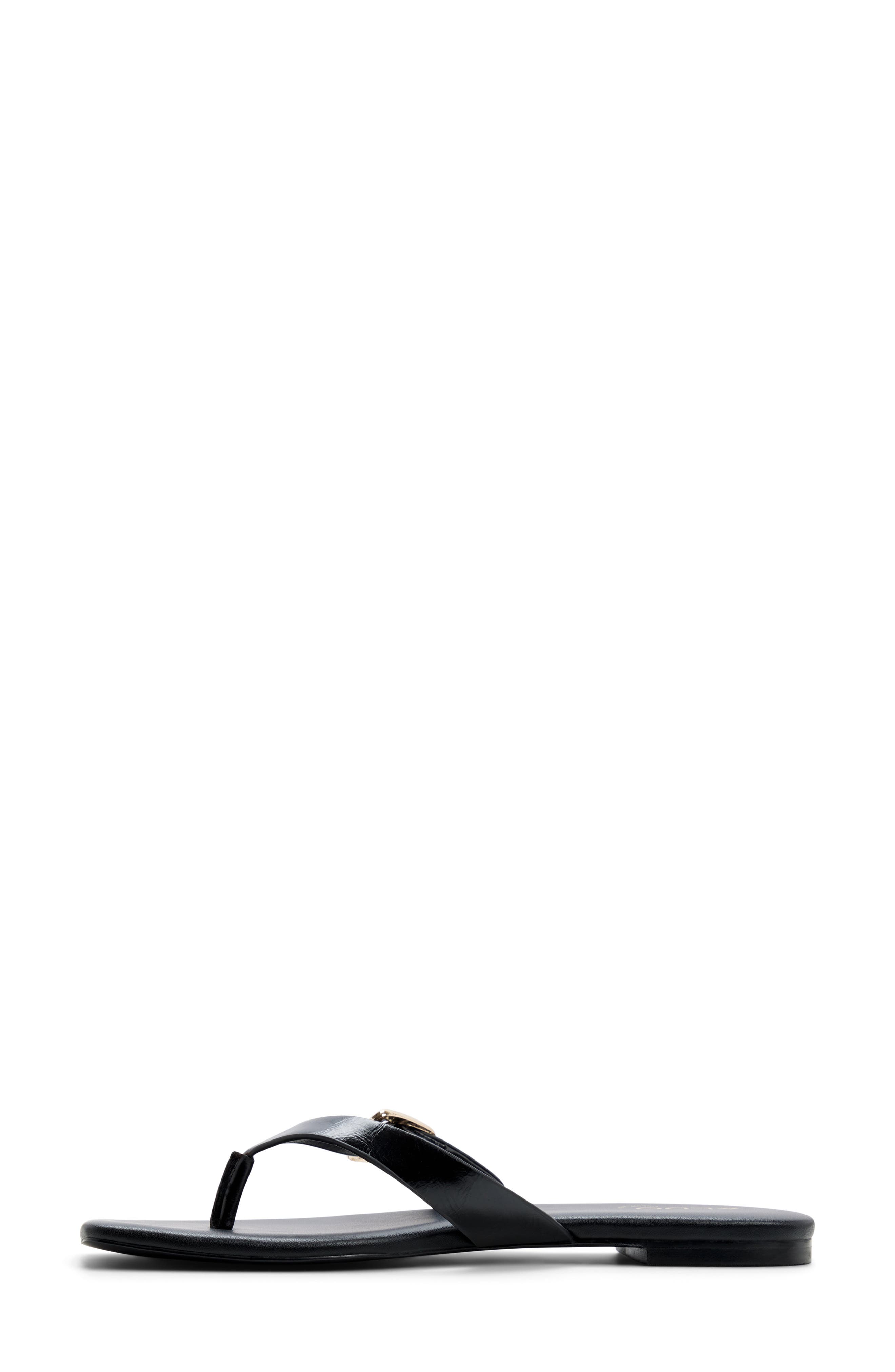 ALDO Leonnia Buckle Flip Flop, Alternate, color, Black