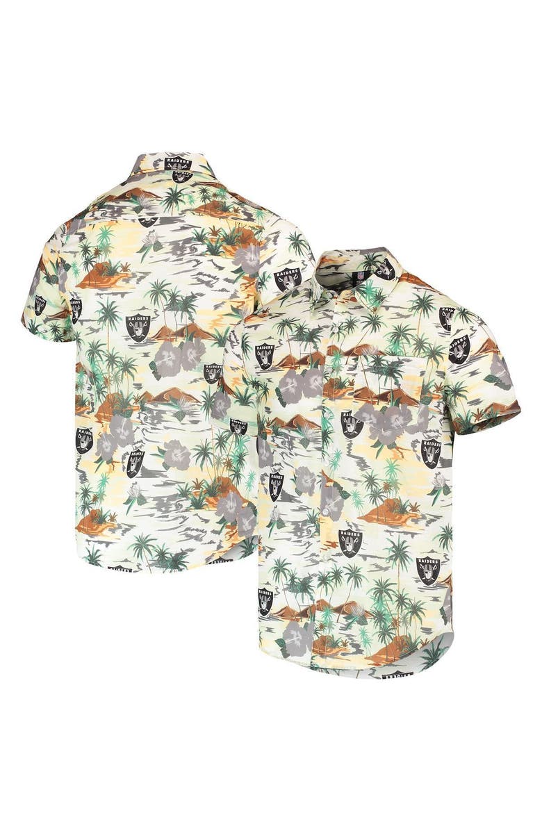 FOCO Men's FOCO Cream Las Vegas Raiders Paradise Floral Button-Up Shirt, Alternate, color, Cream