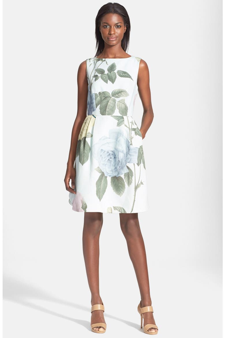 'Rose Eleta' Floral Print Fit & Flare Dress, Main, color, MINT