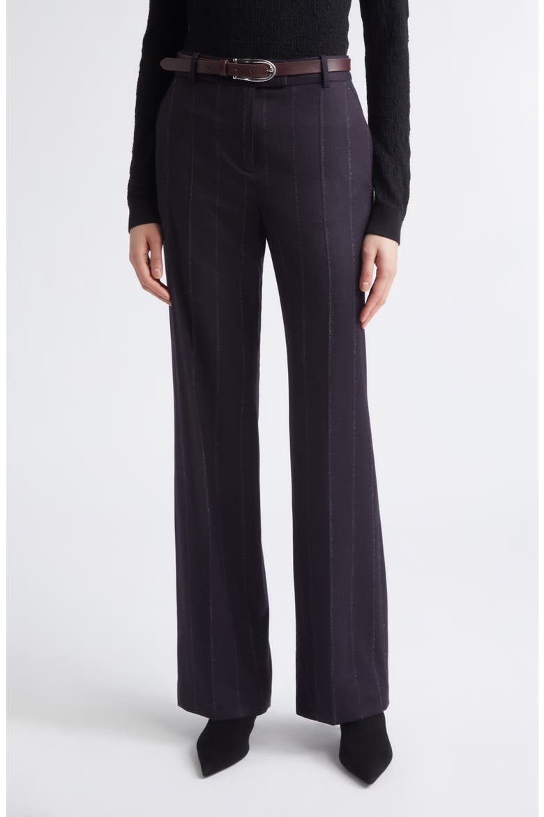 Pinstripe Straight Leg Wool Blend Pants, Main, color, 177 AMETHYST