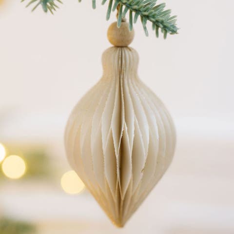 Crème Paper Honeycomb Assorted Ornament