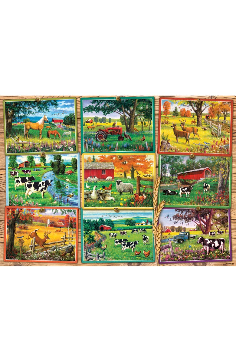 Cobble Hill 1000 Piece Puzzle Postcards From The Farm Reference Poster, Alternate, color, Multicolored