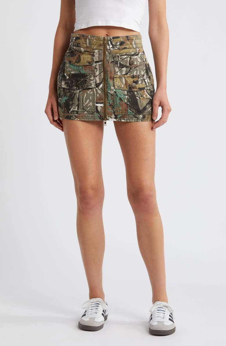 PTCL Front Zip Cargo Miniskirt, Main, color, Forest Camo
