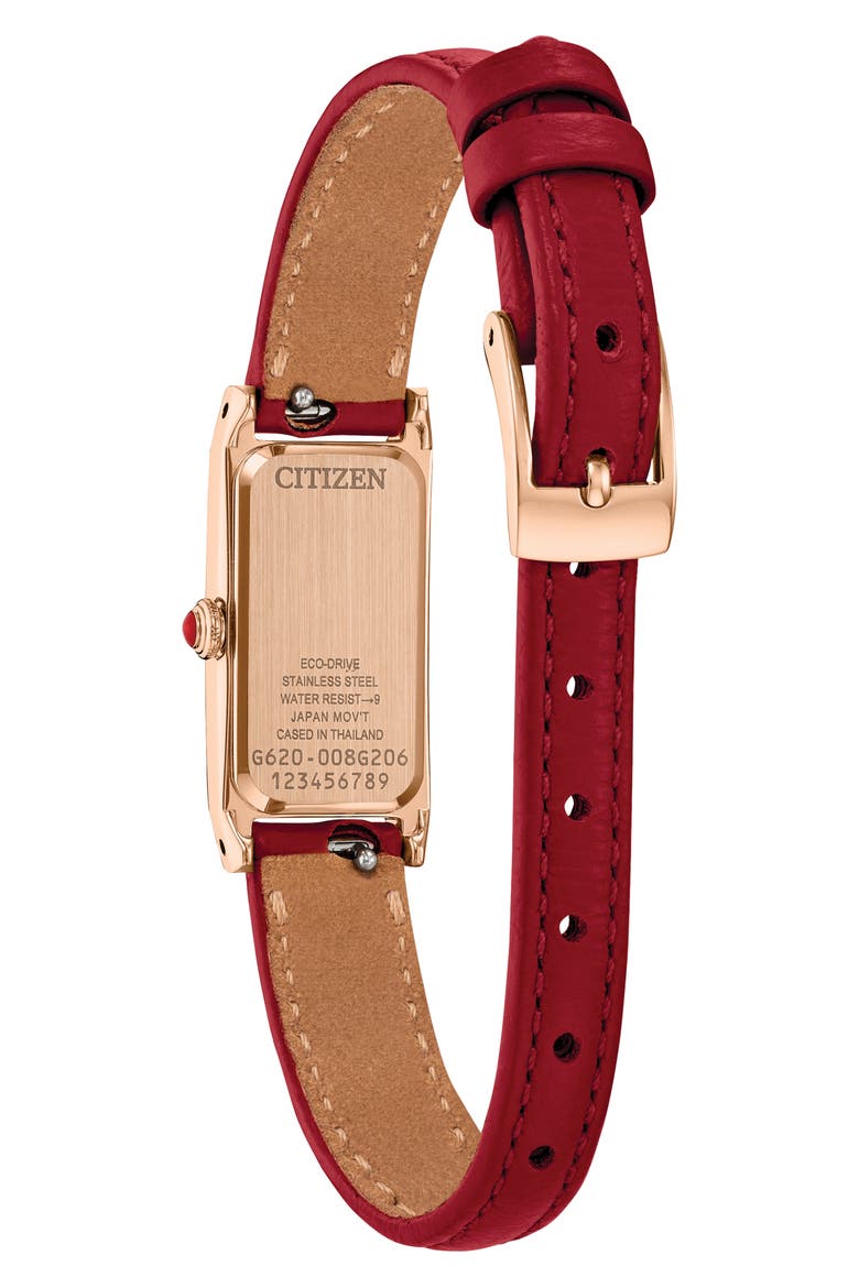 Fio Tank Red Leather Strap Watch, 14.3mm x 30.7mm, Alternate, color, WHITE/ RED