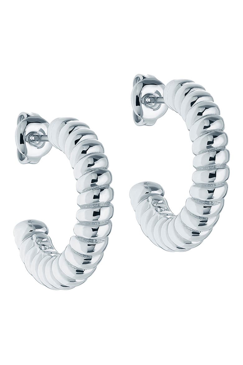 Tottie Twist Hoop Earrings, Main, color, SILVER TONE