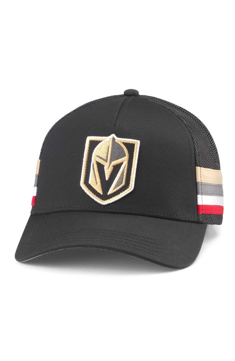 American Needle Men's American Needle Black Vegas Golden Knights HotFoot Stripes Trucker Adjustable Hat, Main, color, Black