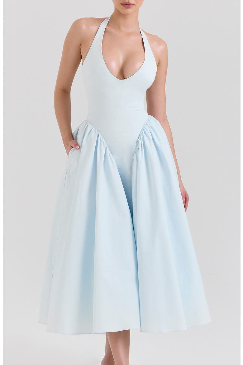 Marilyn Halter Midi Dress, Alternate, color, ANCIENT WATER