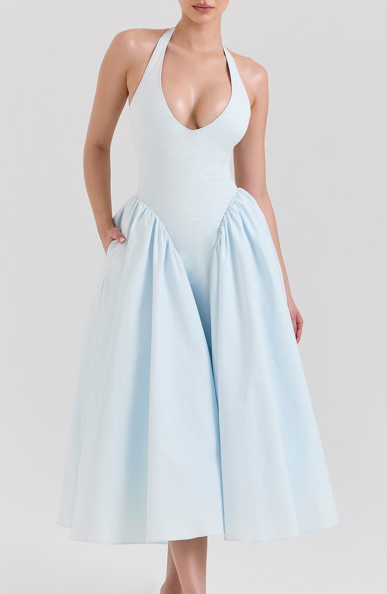 HOUSE OF CB Marilyn Halter Midi Dress, Alternate, color, Ancient Water