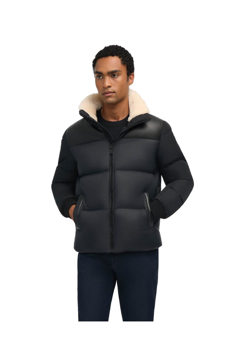 Pajar Rigel Mixed Media Faux Shearling Puffer with Removable Hood, Main, color, Black