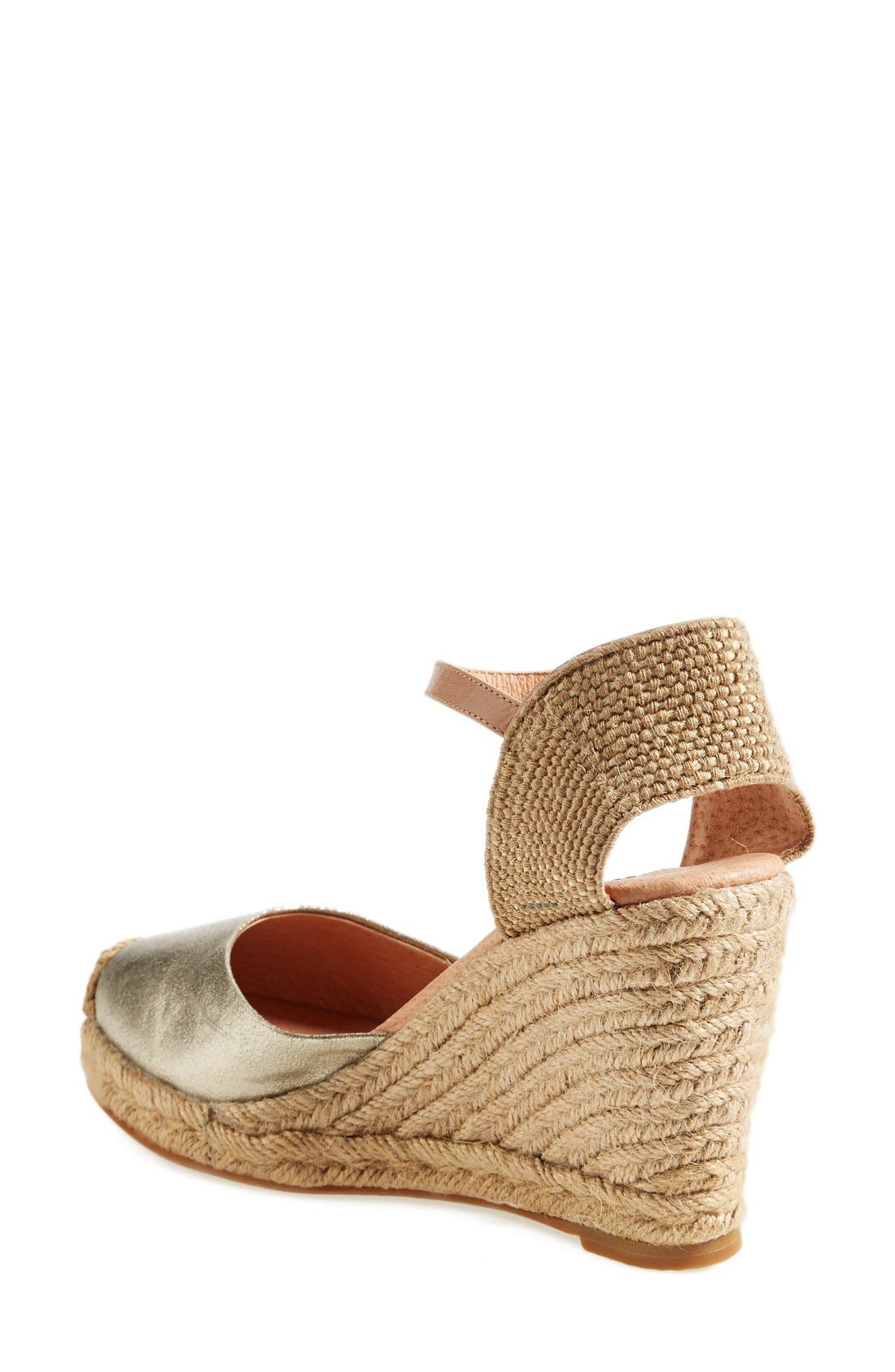 'Sandra' Wedge Espadrille, Alternate, color, GOLD LEATHER