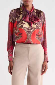 Jade Paisley Tie Neck Top