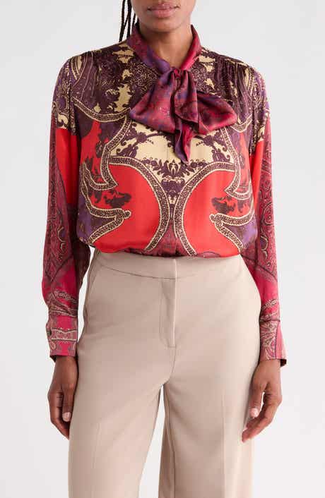 Jade Paisley Tie Neck Top
