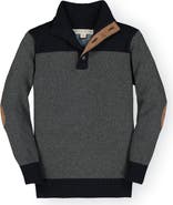 Hope & Henry Kids' Organic Mock Neck Sweater with Elbow Patches