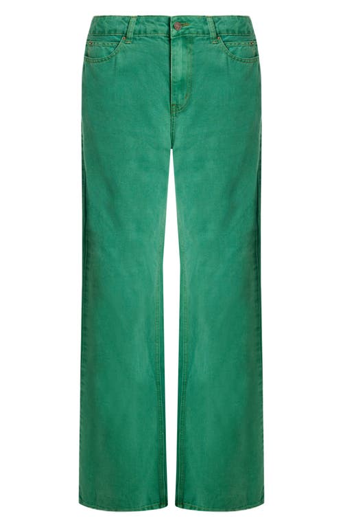 Shop Lioness Top Model Low Rise Baggy Jeans In Moss