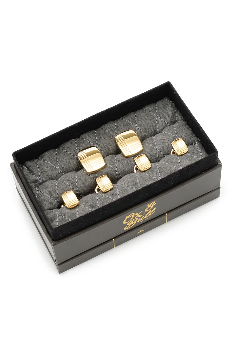 Cufflinks, Inc. Tartan Embossed Cuff Links & Shirt Studs Set, Alternate, color, 