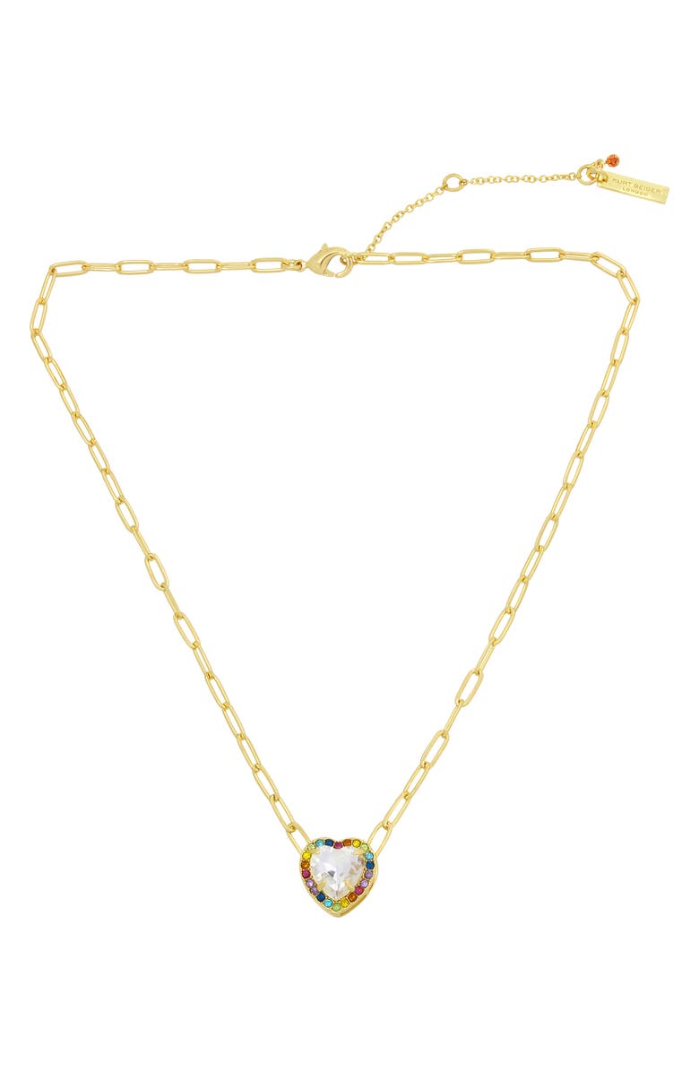 Kurt Geiger London Rainbow Pavé Heart Pendant Necklace, Alternate, color, 