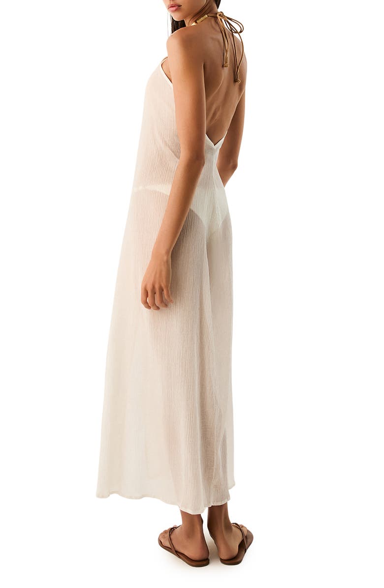 ViX Paula Hermanny Cloe Halter Cover-Up Dress, Alternate, color, Off White