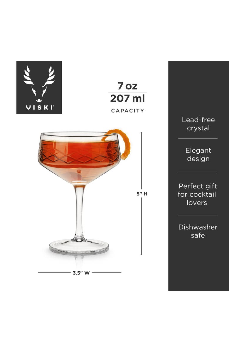 Viski Admiral Crystal Coupe Glasses Set of 2, Alternate, color, Clear