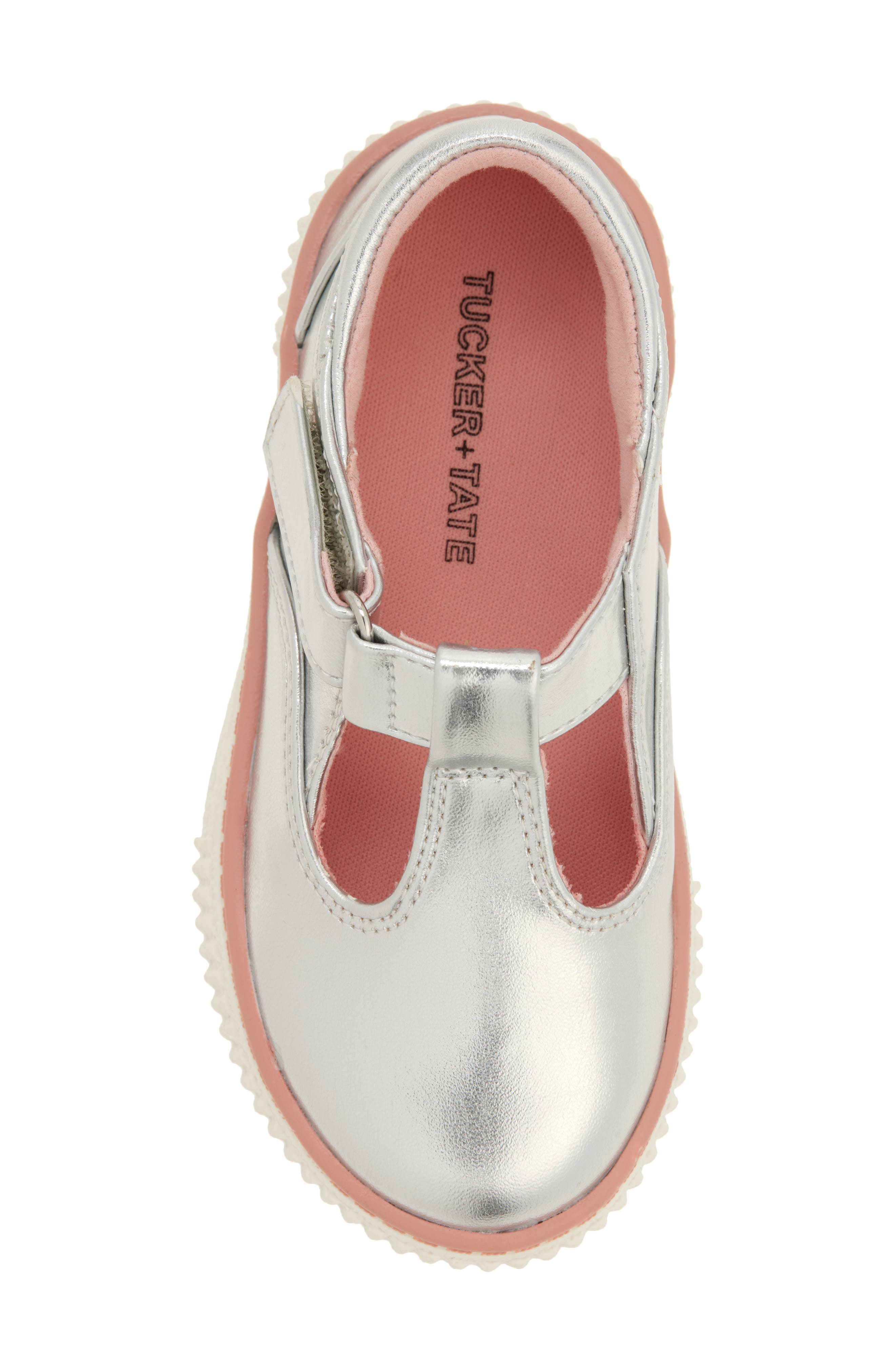 Tucker + Tate Tabitha T-Strap Mary Jane Flat, Alternate, color, Silver Metallic