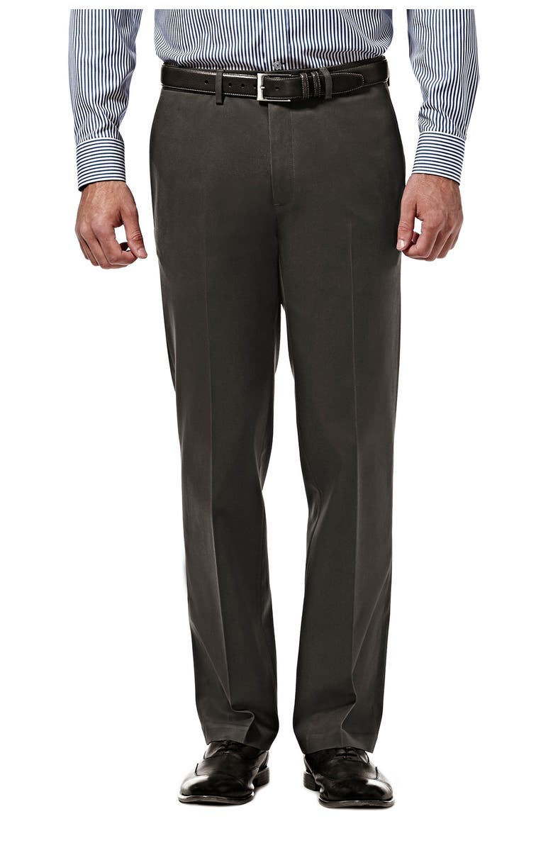 HAGGAR Premium No Iron Khaki Straight Fit Pant, Main, color, Dk Grey