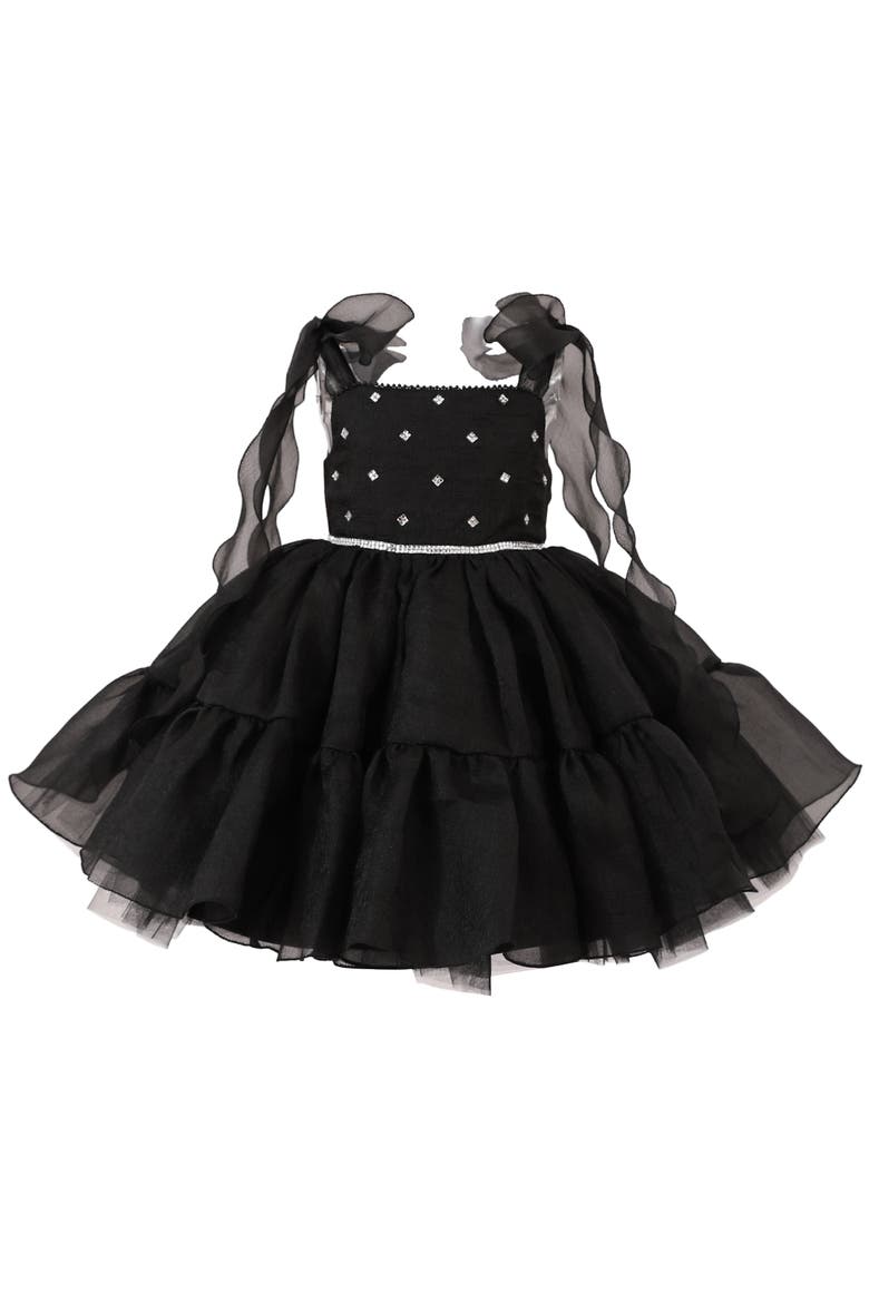 Ruffled Party Dress, Main, color, Black