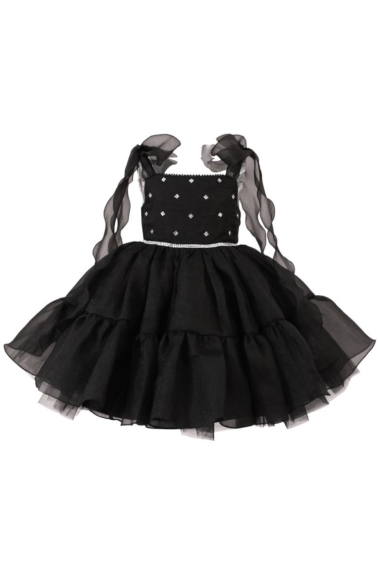 Tulleen Ruffled Party Dress, Main, color, Black