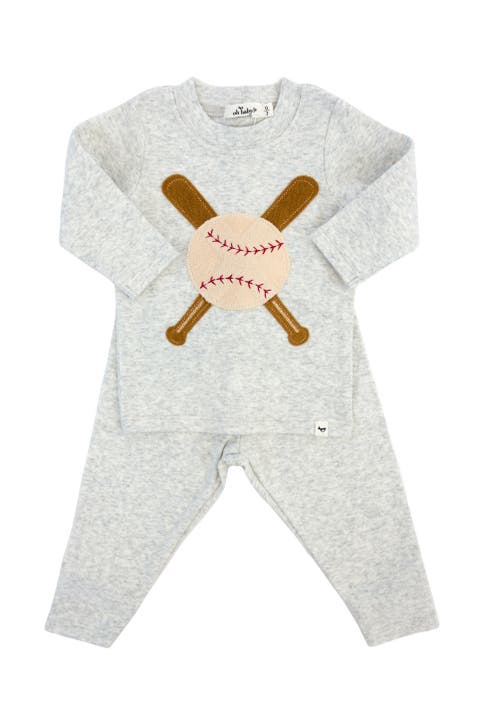 Vintage Baseball Terry Applique Two Piece Set