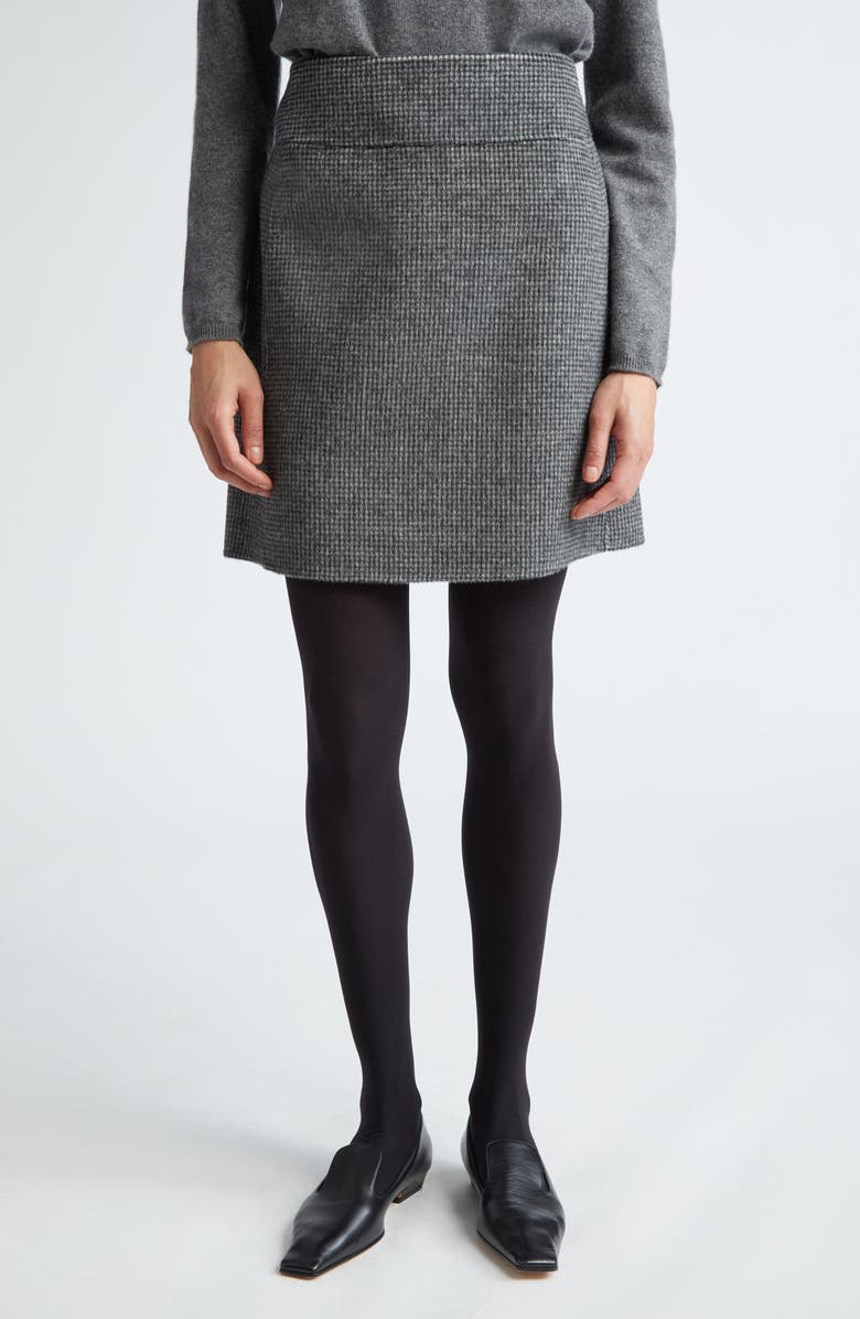 Max Mara Stone Microcheck Wool Blend Skirt, Main, color, 