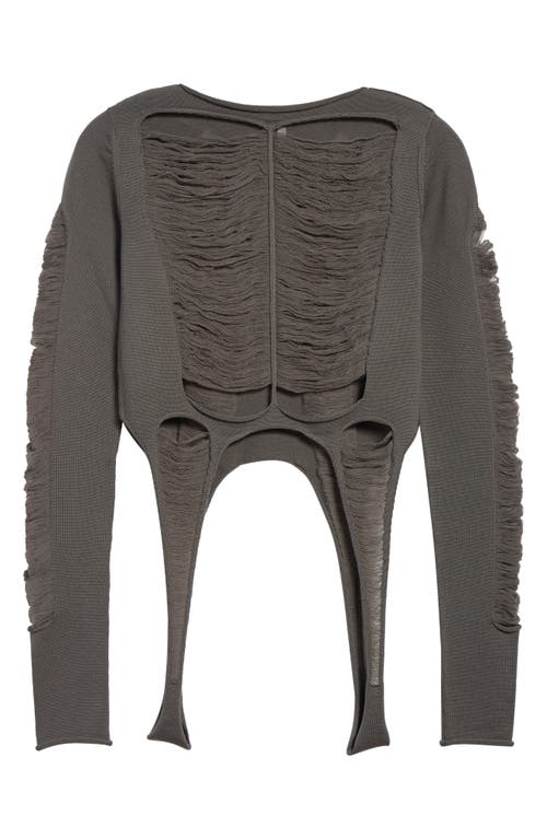 Rick Owens Tanja Distressed Virgin Wool Sweater In Dust