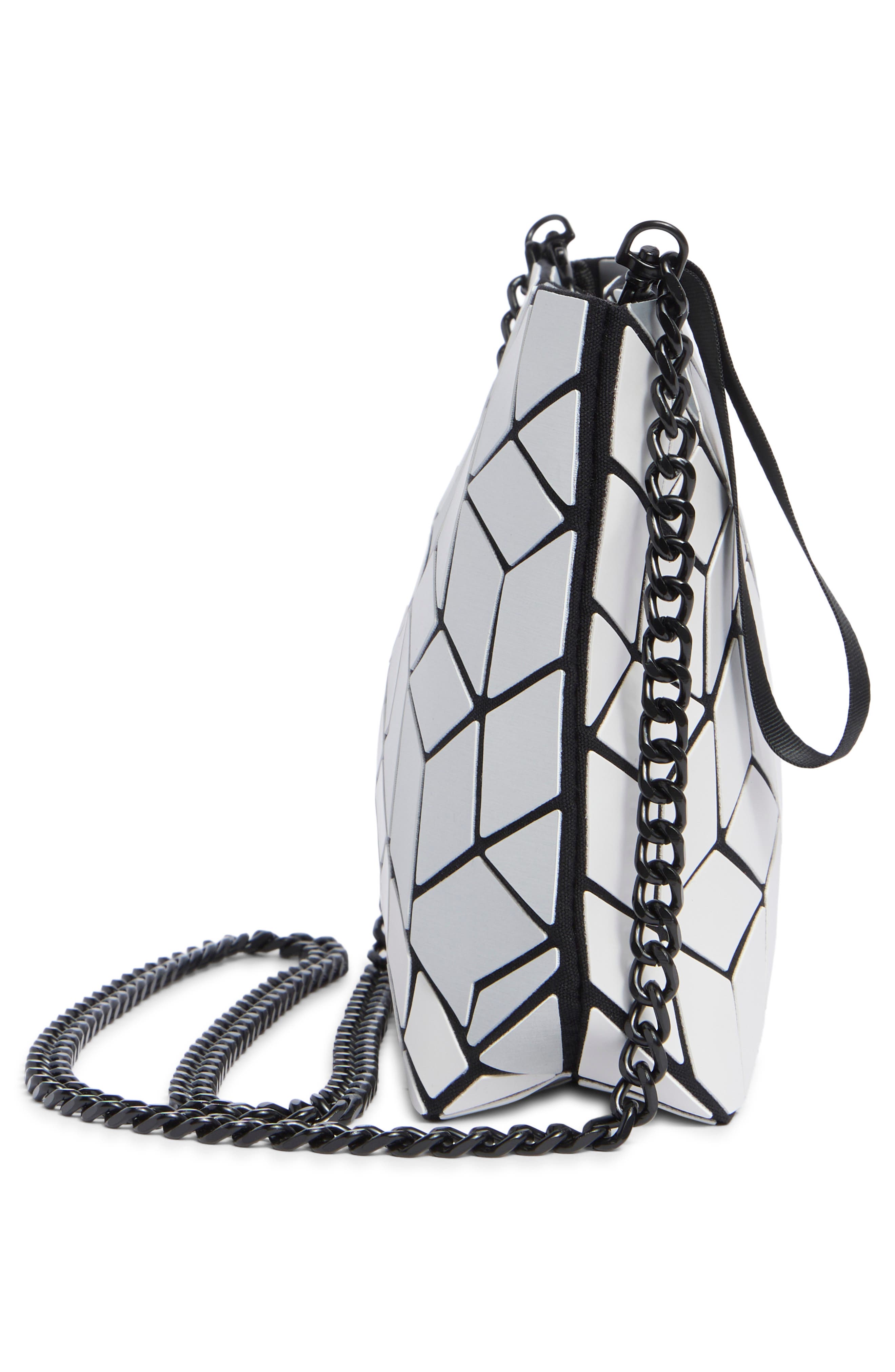 Diagnoal Geo Clutch, Alternate, color, WHITE/ SILVER